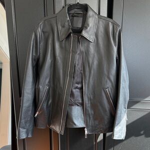 Theory Black Men’s Mod Moto Leather Zip Jacket NWT